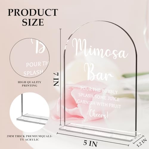 Wedding Sign Decor, Arch Acrylic Mimosa Bar Sign, Wedding Sign for Reception & Event Party, Bridal Shower, alternate view 3