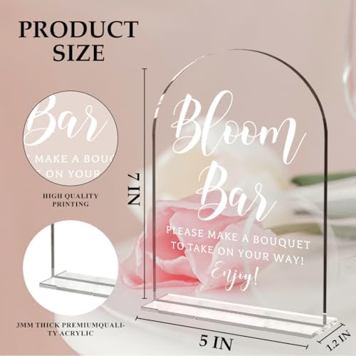 Wedding Sign Decor, Bloom Bar Sign for Reception Event Party, Bridal Shower Decorations, Wedding Table Acrylic, alternate