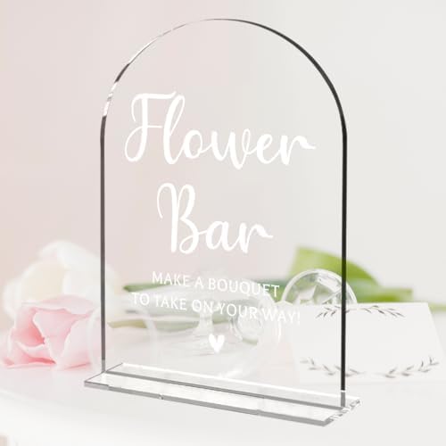 Wedding Sign Decor, Flower Bar Sign, 5x7 Inch Arch Acrylic, Wedding Sign for Reception & Event Party, Bridal, alternate view