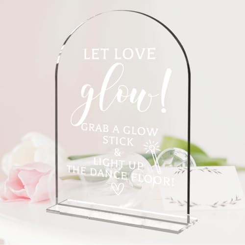 Wedding Sign Decor, Let Love Glow Sign for Reception Event Party, Bridal Shower Decorations, Wedding Table, alternate view 2