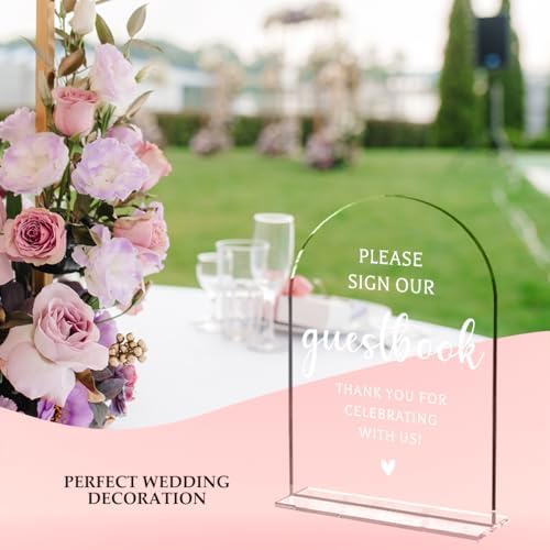Wedding Sign Decor, Photo Guest Book Sign, 5x7 Inch Arch Acrylic, Wedding Sign for Reception & Event, Bridal, alternate view