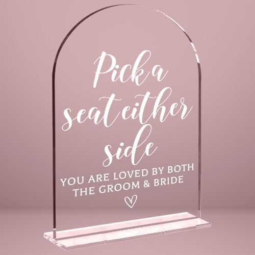 Wedding Sign Decor, Pick a Seat Either Side Wedding Sign for Reception Event Party, Bridal Shower Decorations