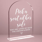 Wedding Sign Decor, Pick a Seat Either Side Wedding Sign for Reception Event Party, Bridal Shower Decorations