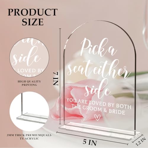 Wedding Sign Decor, Pick a Seat Either Side Wedding Sign for Reception Event Party, Bridal Shower Decorations, alternate view