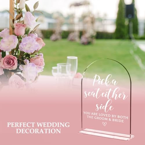 Wedding Sign Decor, Pick a Seat Either Side Wedding Sign for Reception Event Party, Bridal Shower Decorations, alternate view