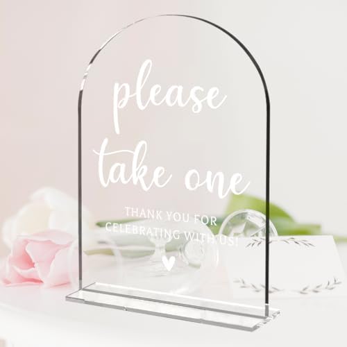 Wedding Sign Decor, Please Take One Sign, 5x7 Inch Arch Acrylic, Wedding Sign for Reception & Event, Bridal, alternate view 2