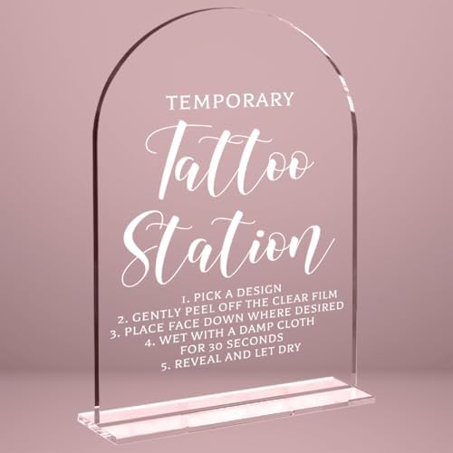 Wedding Sign Decor, Temporary Tattoo Station Wedding Sign for Reception Event Party, Bridal Shower Decorations