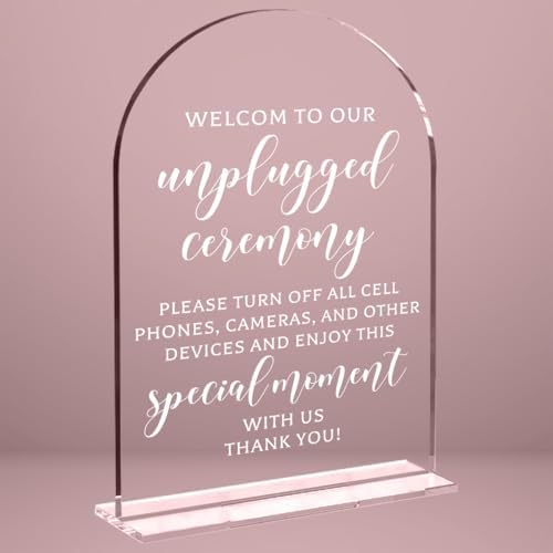 Wedding Sign Decor, Unplugged Ceremony Sign for Wedding Bridal Shower Decorations, Wedding Table Acrylic Signs