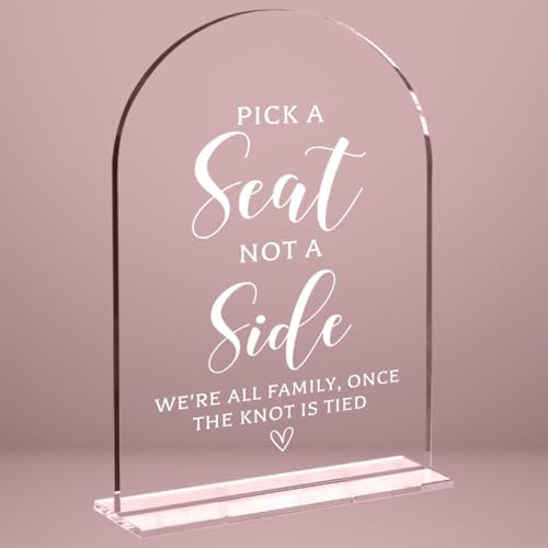 Wedding Signs for Ceremony and Reception, Pick a Seat Not a Side Wedding Sign for Bridal Shower Decorations