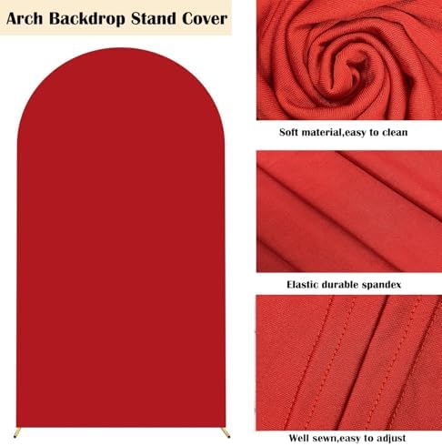Wedding Stretchy Arch Backdrop Cover, Red, 7.2FT in Red, alternate view 4