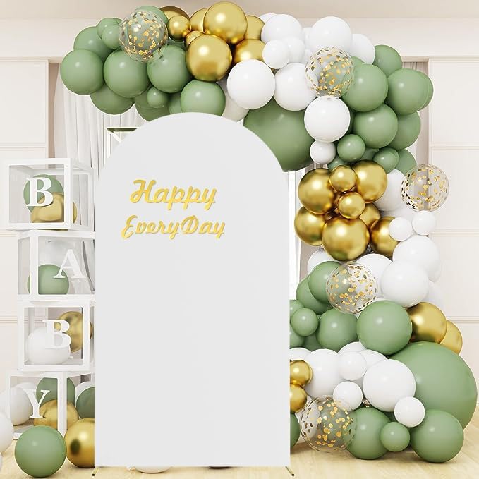 Wedding Stretchy Arch Backdrop Cover, White, 7.2FT in White, alternate view 2