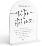 Wedding Temporary Tattoos Sign, White Arch Acrylic Sign, Wedding Tattoos Temporary for Guests, Bridal Shower