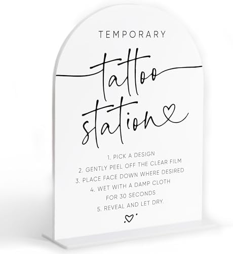 Wedding Temporary Tattoos Sign, White Arch Acrylic Sign, Wedding Tattoos Temporary for Guests, Bridal Shower