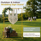 Wedding Welcome Sign Stand, 50" Standard Height - Gold Metal Sign Holder with 6 Leather Straps, Easel Stand for, alternate
