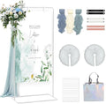 Wedding Welcome Sign Stand, Adjustable White Welcome to our Wedding Sign Holder Metal Easel with Design Bundle