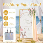 Wedding Welcome Sign Stand, Adjustable White Welcome to our Wedding Sign Holder Metal Easel with Design Bundle, alternate