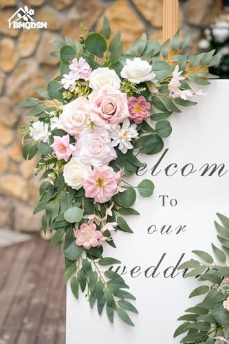 Wedding Welcome Signs Floral(Pack of 2), Wedding Arch Flowers for Wedding Decorations and Reception Backdrop, alternate view