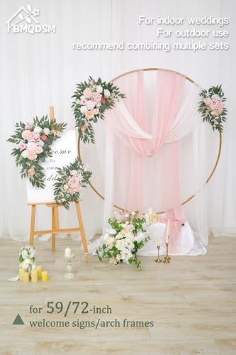 Wedding Welcome Signs Floral(Pack of 2), Wedding Arch Flowers for Wedding Decorations and Reception Backdrop, alternate view