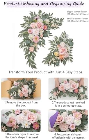 Wedding Welcome Signs Floral(Pack of 2), Wedding Arch Flowers for Wedding Decorations and Reception Backdrop, alternate view