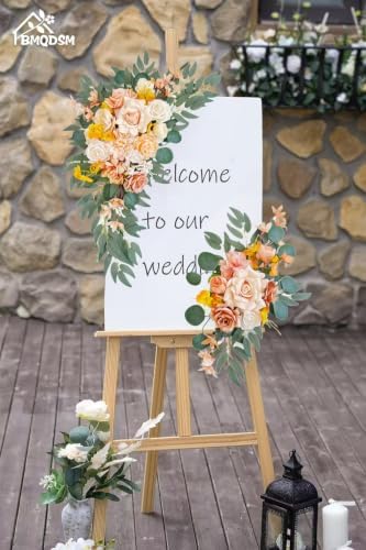 Wedding Welcome Signs Floral(Pack of 2), Wedding Arch Flowers for Wedding Decorations and Reception Backdrop, alternate view