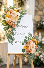 Wedding Welcome Signs Floral(Pack of 2), Wedding Arch Flowers for Wedding Decorations and Reception Backdrop, alternate view
