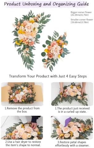 Wedding Welcome Signs Floral(Pack of 2), Wedding Arch Flowers for Wedding Decorations and Reception Backdrop, alternate view