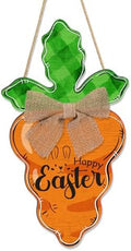 Welcome Door Sign, Wooden, for Front Door, Easter Carrot