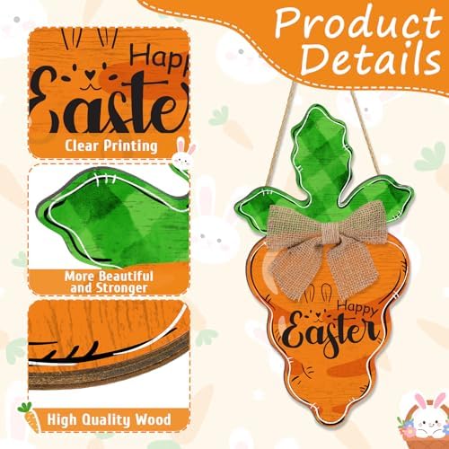Welcome Door Sign, Wooden, for Front Door, Easter Carrot, alternate view 4