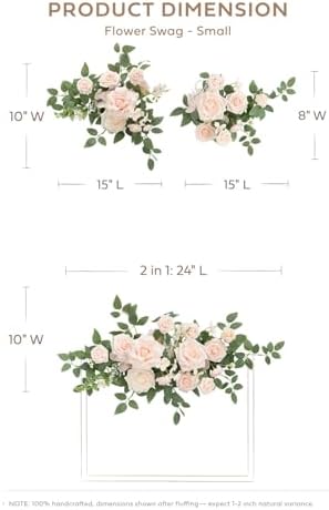 Welcome Sign Flowers, Wedding Floral Swag, Blush Cream, alternate view 2