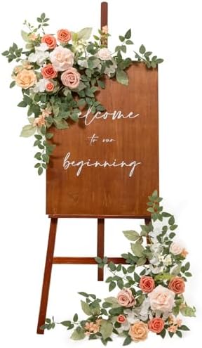 Welcome Sign Flowers, Wedding Floral Swag, Blush Garden Pink