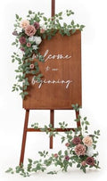 Welcome Sign Flowers, Wedding Floral Swag, Dusty Rose Mauve