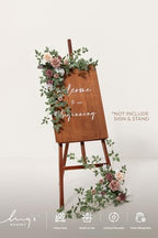 Welcome Sign Flowers, Wedding Floral Swag, Dusty Rose Mauve, alternate view 2