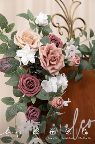 Welcome Sign Flowers, Wedding Floral Swag, Dusty Rose Mauve, alternate view 4