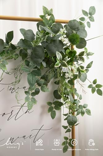 Welcome Sign Flowers, Wedding Floral Swag, Greenery, alternate view 3