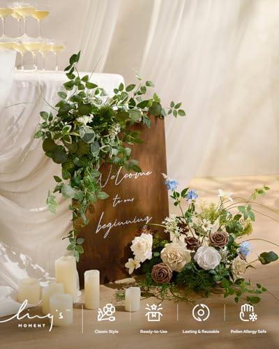 Welcome Sign Flowers, Wedding Floral Swag, Greenery, alternate view 6