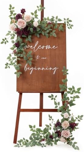Welcome Sign Flowers, Wedding Floral Swag, Marsala and Blush
