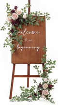 Welcome Sign Flowers, Wedding Floral Swag, Marsala and Blush