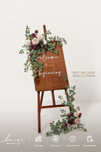 Welcome Sign Flowers, Wedding Floral Swag, Marsala and Blush, alternate view 2