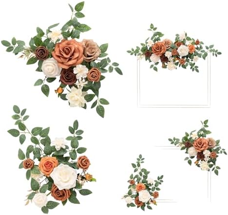 Welcome Sign Flowers, Wedding Floral Swag, Sunset Terracotta