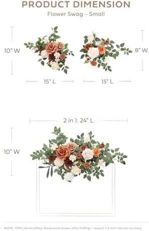 Welcome Sign Flowers, Wedding Floral Swag, Sunset Terracotta, alternate view 2