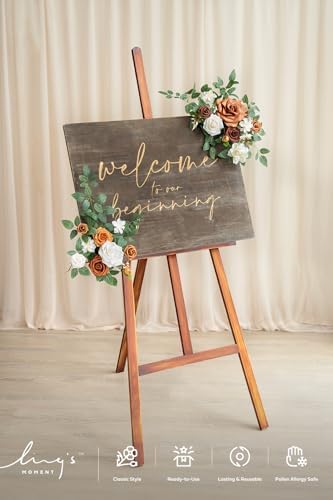 Welcome Sign Flowers, Wedding Floral Swag, Sunset Terracotta, alternate view 3
