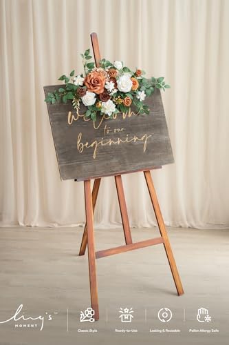 Welcome Sign Flowers, Wedding Floral Swag, Sunset Terracotta, alternate view 4