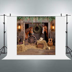 Western Backdrop 10x10ft Western Cowboy Party Decorations Rustic Barn Door Horse Photography Background Wild, alternate view
