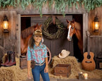 Western Backdrop 10x8ft Western Cowboy Party Decorations Rustic Barn Door Horse Photography Background Wild West, alternate