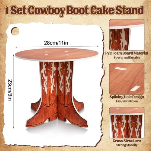 Western Cowboy Boot Cake Stand, Cowboy Theme Birthday Party Decorations Cupcake Holder Cake Stand for Wild West, alternate