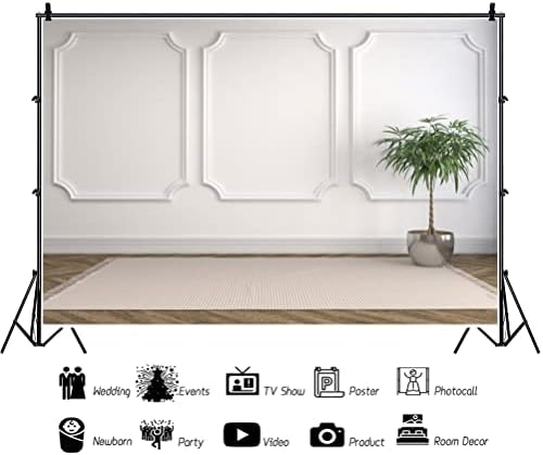 Western White Wall Photography Backdrop, 7x5ft Indoor Wall Decorations Yoga Carpet Photo Background Interior, alternate view