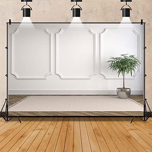 Western White Wall Photography Backdrop, 7x5ft Indoor Wall Decorations Yoga Carpet Photo Background Interior, alternate view