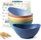 Wheat Straw Bowls 26 OZ Oval Serving Bowls 6 PCS Unbreakable Plastic Cereal Bowls for Kitchen, Party, Camping