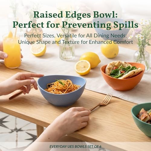 Wheat Straw Bowls 26 OZ Oval Serving Bowls 6 PCS Unbreakable Plastic Cereal Bowls for Kitchen, Party, Camping, alternate view