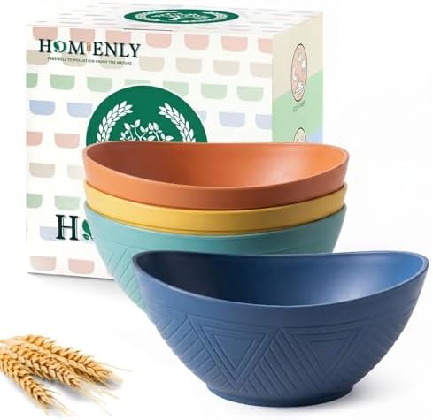 Wheat Straw Bowls Unbreakable Cereal Bowls 26 OZ Serving Bowls for Snack, Dessert, Dinner, Soup, Rice Microwave